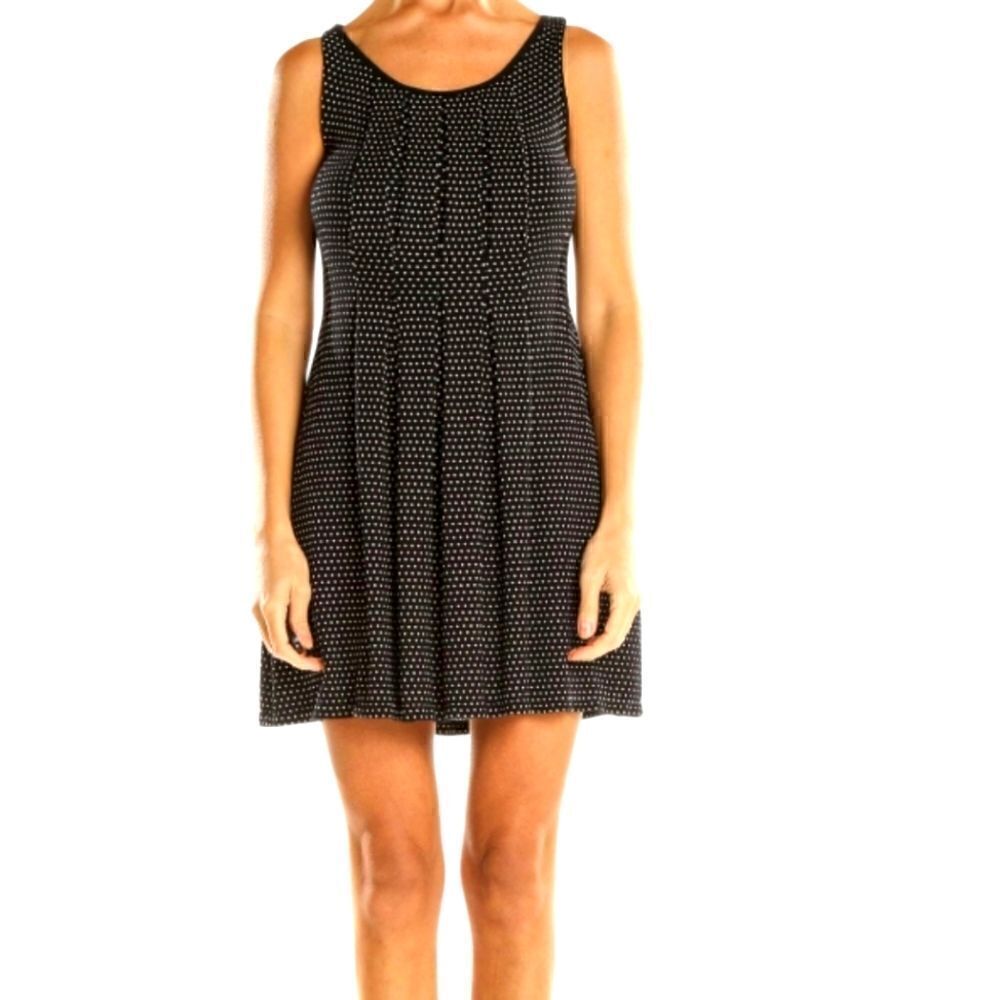 EC MAX STUDIO BLACK POLKA DOT FIT AND FLARE DRESS SZ.S